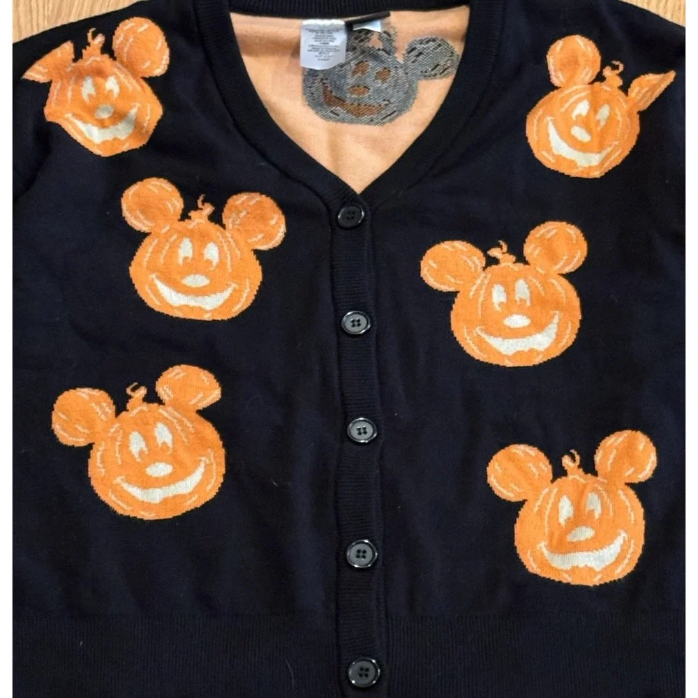 Disney Parks Her Universe Mickey Pumpkin Bow Cardigan XL Not So Scary Halloween